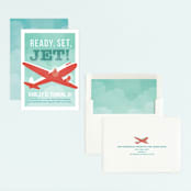"ready, set, jet!" - Children's Birthday Party Invitations in Teal by Susan Asbill - Assembled