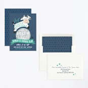 "Over the Moon" - Children's Birthday Party Invitations in Navy by Jessie Steury - Assembled
