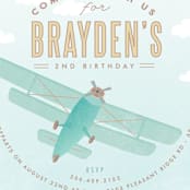 "Come Fly with Us" - Children's Birthday Party Invitations in Teal by Karidy Walker - Detail