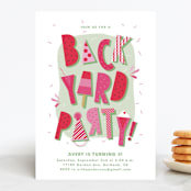 "Backyard Party" - Children's Birthday Party Invitations in Watermelon by Tatiana Nogueiras - Front