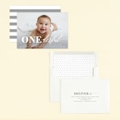 "Onederful" - Children's Birthday Party Invitations in Cloud by Susan Asbill - Assembled