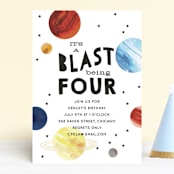 "Planet Party" - Children's Birthday Party Invitations in Vanilla by Baumbirdy - Front