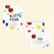 "Planet Party" - Children's Birthday Party Invitations in Vanilla by Baumbirdy - Assembled