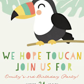 "Toucan" - Children's Birthday Party Invitations in Sorbet by Jen Banks - Detail