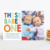 "These Babes" - Children's Birthday Party Invitations in Mint by Baumbirdy - Front
