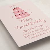"vintage wedding cake" - Children's Birthday Party Invitations in Blush by Cass Loh - Detail
