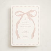 "Fframed Bow" - Children's Birthday Party Invitations in Blush by Baumbirdy - Front