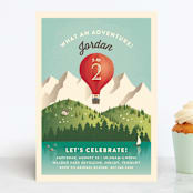 "Greatest Adventure" - Children's Birthday Party Invitations in Signal Red by Jennifer Wick - Front