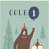 "Into The Woods!" - Children's Birthday Party Invitations in Frosted Lake by Karidy Walker - Detail