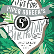 "Bow and Arrow" - Children's Birthday Party Invitations in Evergreen by Alethea and Ruth - Detail