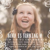 "Penciled Flowers" - Children's Birthday Party Invitations in Cloud by Alethea and Ruth - Detail