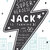 "Calling All Superheroes" - Children's Birthday Party Invitations in Captain by Maggie Maeve - Detail