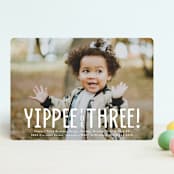 "yippee for three!" - Children's Birthday Party Invitations in Sugar by Susan Asbill - Front