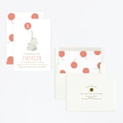 "Ollie Elephant" - Children's Birthday Party Invitations in Coral by Phrosné Barwood - Assembled