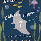 "Sea Life" - Children's Birthday Party Invitations in Mustard by Lehan Veenker - Detail