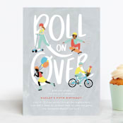 "Roll on Over" - Children's Birthday Party Invitations in Cupcake by Shiny Penny Studio - Front