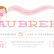"Perfect Balance" - Children's Birthday Party Invitations in Peach by Jennifer Wick - Detail