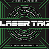 "Targeted" - Children's Birthday Party Invitations in Neon Green by Melissa Egan of Pistols - Detail