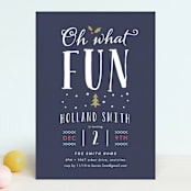 "What Fun" - Children's Birthday Party Invitations in Midnight by Carolyn MacLaren - Front