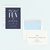 "What Fun" - Children's Birthday Party Invitations in Midnight by Carolyn MacLaren - Assembled