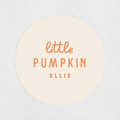 "A Little Pumpkin" - Children's Birthday Party Stickers in Pumpkin by Baumbirdy - In Use