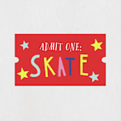 "Skate Date" - Children's Birthday Party Stickers in Ruby by Krista Messer - Front