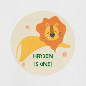 "Wild Lion" - Children's Birthday Party Stickers in Sand by Vera Lim - In Use