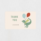 "Dino Party" - Children's Birthday Party Stickers in Sand by Teju Reval - In Use