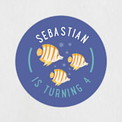 "Sea Party" - Children's Birthday Party Stickers in Ocean by Sabrin Deirani - In Use