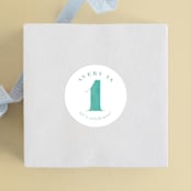 "year" - Children's Birthday Party Stickers in Teal by Lori Wemple - Front