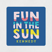 "Fun Sun" - Children's Birthday Party Stickers in Carribean by Baumbirdy - Front