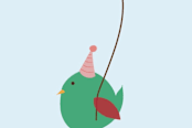 "Party Hippo" - Children's Birthday Party Stickers in Coral by Kanika Mathur - In Use