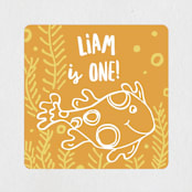 "Snorkel n' See" - Children's Birthday Party Stickers in Goldfish by Amy Toneys - Front