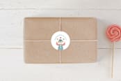 "Step Right Up" - Children's Birthday Party Stickers in Sky by Joanna Griffin - Front