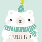 "Polar Party" - Children's Birthday Party Stickers in Aqua Green by Itsy Belle Studio - In Use