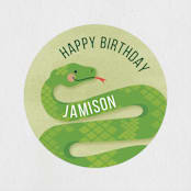 "Slithering Snake" - Children's Birthday Party Stickers in Grass by Jessica Ogden - Front