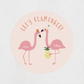 "Let's flamingle!" - Children's Birthday Party Stickers in Cotton Candy by Jennifer Wick - Front