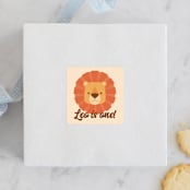 "Wild Lion" - Children's Birthday Party Stickers in Sand by Kacey Kendrick Wagner - Front