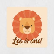 "Wild Lion" - Children's Birthday Party Stickers in Sand by Kacey Kendrick Wagner - In Use