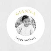 "mod two" - Children's Birthday Party Stickers in Buttercup by Lori Wemple - Front