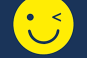 "Emoji Party" - Children's Birthday Party Stickers in Navy by Baumbirdy - In Use