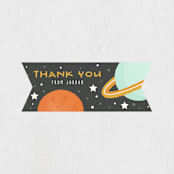 "Blast Off" - Children's Birthday Party Stickers in Moon by Michelle Taylor - Front