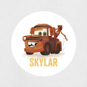 "Disney and Pixar's Tow-riffic Mater" - Children's Birthday Party Stickers in Pearl by Jessie Steury - In Use
