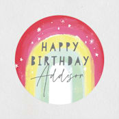 "Sparkling Rainbow" - Children's Birthday Party Stickers in Fruit Punch by Rebecca Durflinger - Front