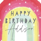 "Sparkling Rainbow" - Children's Birthday Party Stickers in Fruit Punch by Rebecca Durflinger - In Use