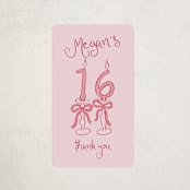 "Sixteen Bow Candles" - Children's Birthday Party Stickers in Cherry by Tamara Hilje - Front