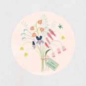 "Birthday Botanicals" - Children's Birthday Party Stickers in Summer Peach by Eve Schultz - Front