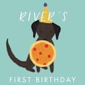 "Puppy Pizza Party" - Children's Birthday Party Stickers in Cobblestone by Stephanie Given - In Use
