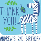 "Bright Jungle" - Children's Birthday Party Stickers in Navy by Kristen Cavallo - In Use