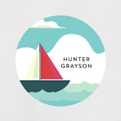 "Sail-ebrate" - Children's Birthday Party Stickers in Lagoon by Jessica Voong - Front